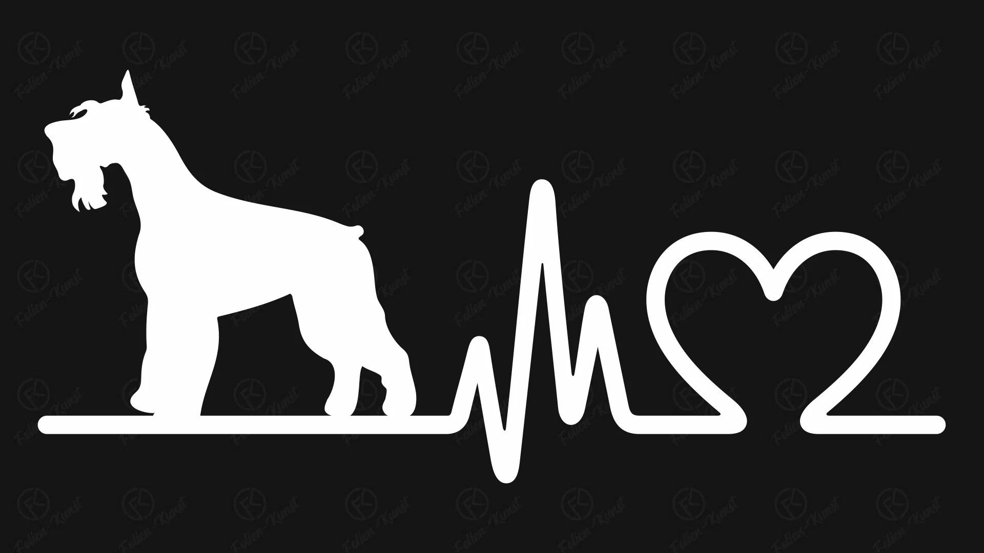Hund silhouette riesen schnauzer herz aufkleber