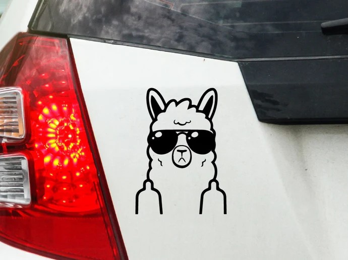 Lama mit mittelfinger aufkleber