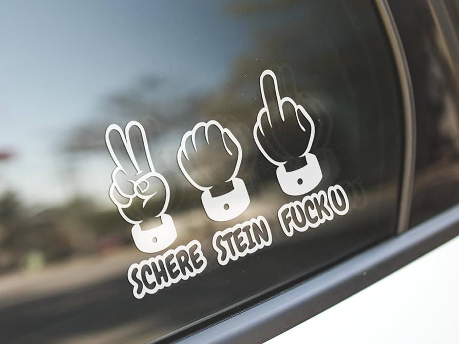 Schere stein fuck u frecher aufkleber mit stil