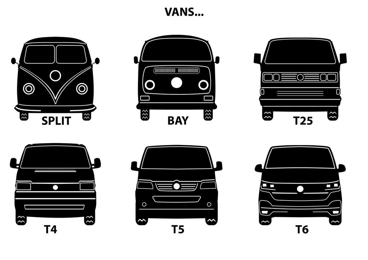 Vw t1 t2 t3 t4 t5 t6 silhouette aufkleber fuer echte bulli fans 10 x 10 cm